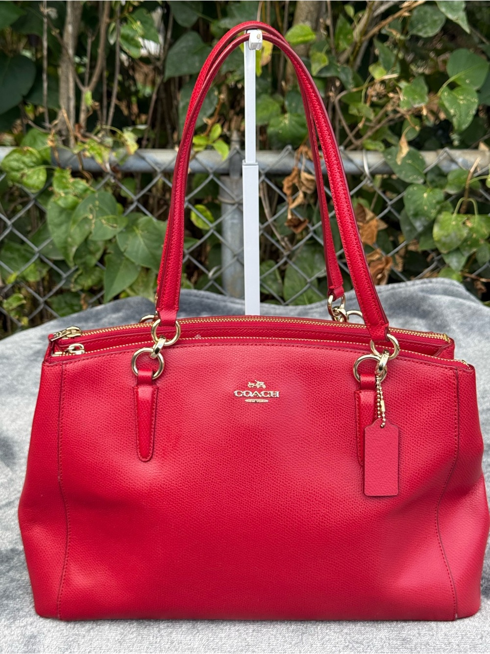 Coach Christie Carryall Satchel F 57520 Red Leather Shoulder Bag EUC